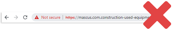 Netikras URL, ne užšifruotas HTTPS ir naršyklėje pažymėtas kaip „Nesaugus“