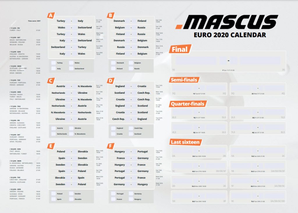 The Mascus Calendar for UEFA EURO 2020 | Mascus Blog UK